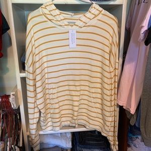 American Eagle yellow and white striped hoodie
